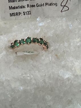 Rose Gold Green Crystal Curved Band - Women Jewelry